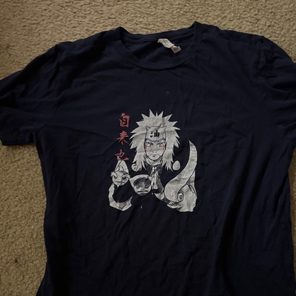 Navy Graphic Tee with Anime Design-Sage mode Jiraya